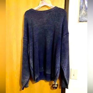 Size large men’s knit sweater. Blue color. Large and roomy and rarely ever worn